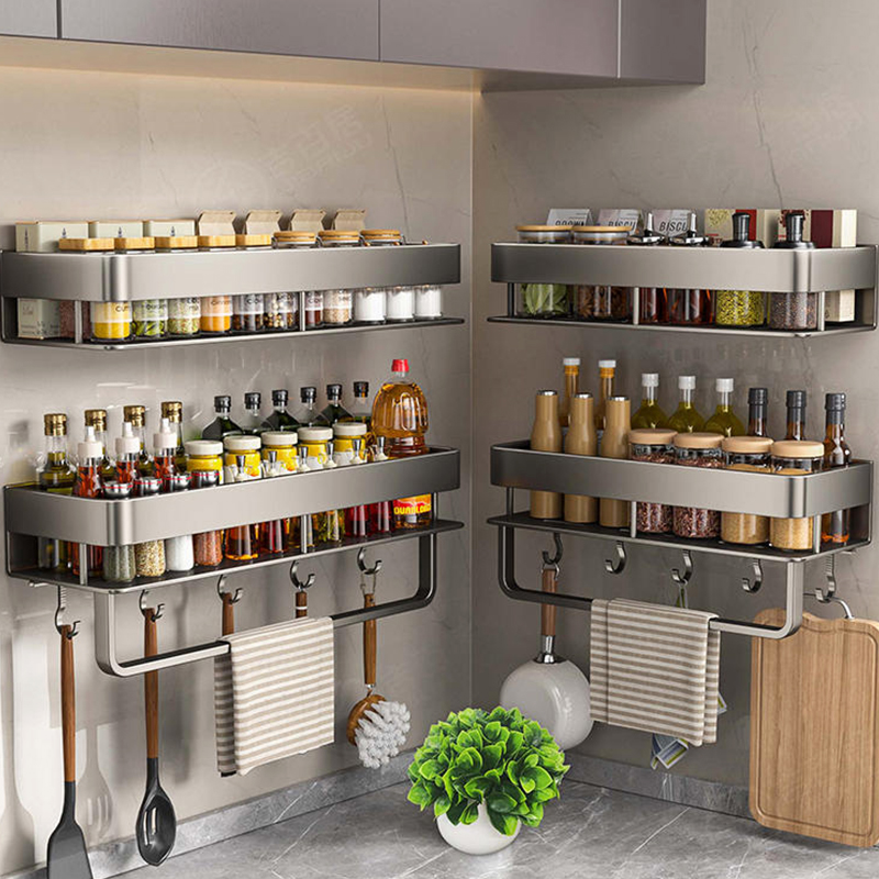 Kitchen Gadgets Storage Ideas - Алюминиевая кухонная полка-органайзер для ванной комнаты,