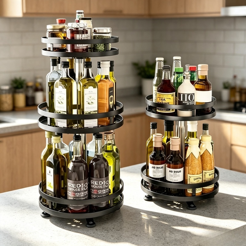Kitchen Gadgets Storage Ideas - 360 ° Вращающаяся подставка для специй,